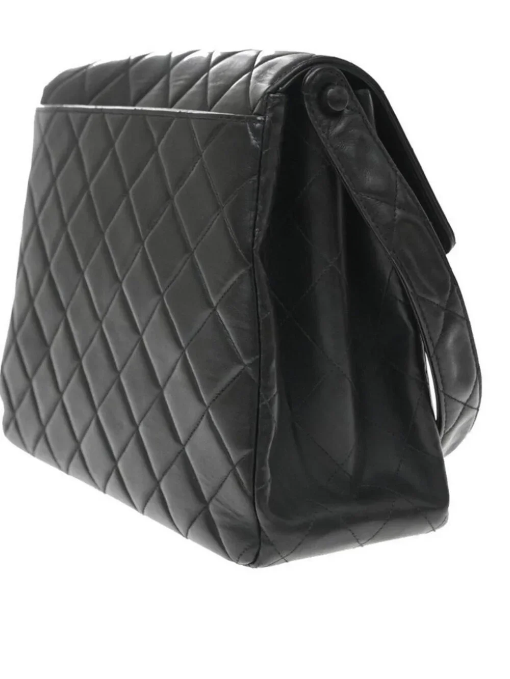 CHANEL CC Logo Matelasse Shoulder Bag Leather Black GHW France Vintage